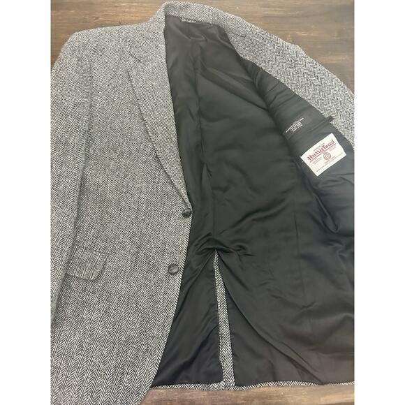 Jos A Bank 42R Gray Herringbone Harris Tweed Heavy Blazer Jacket Sport Coat - Picture 1 of 9